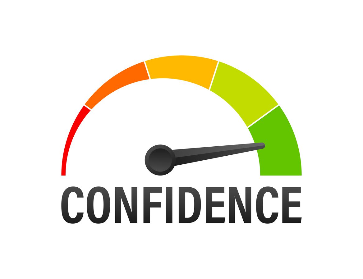 meter gauge on green for confidence