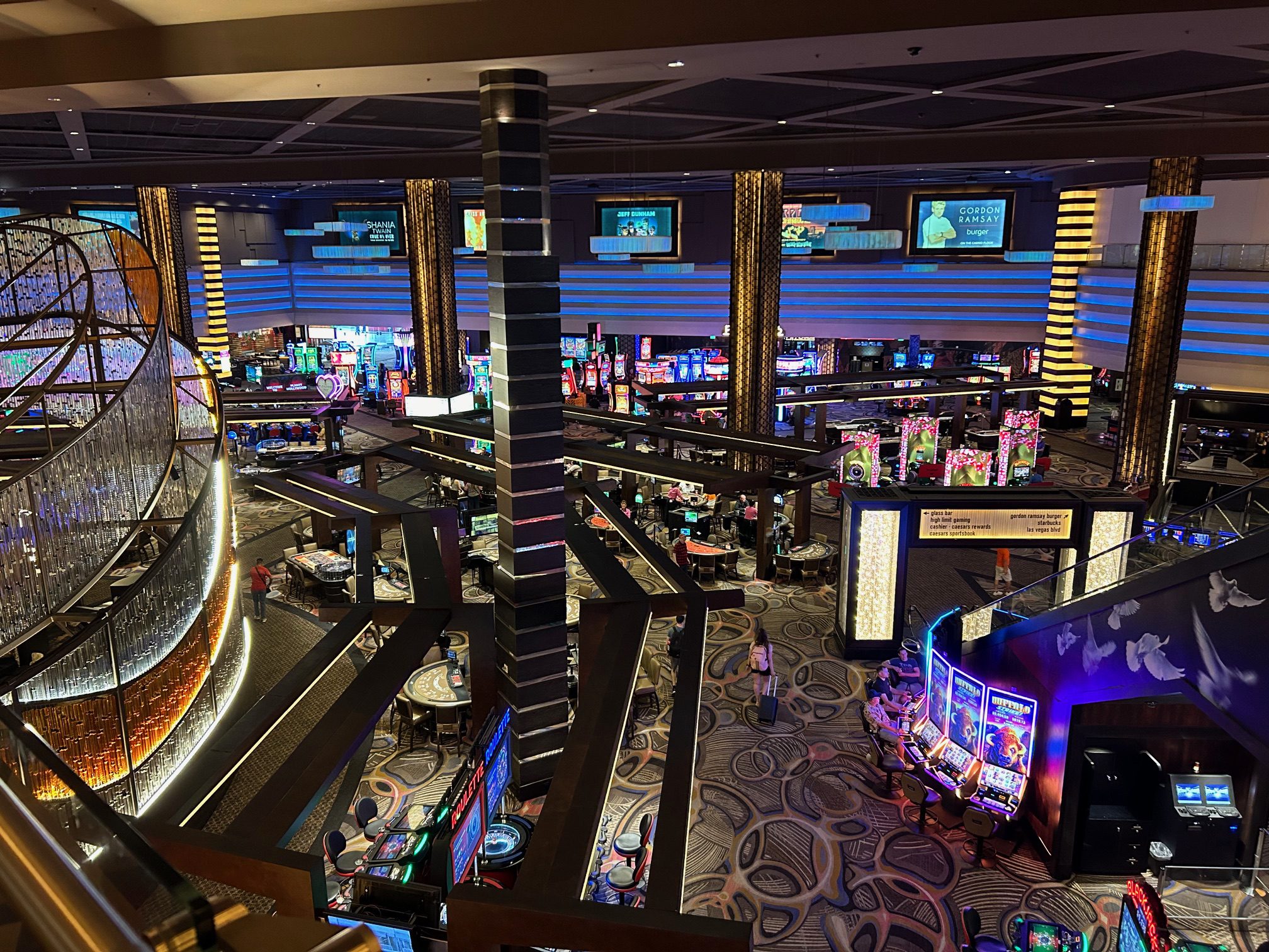 Planet Hollywood Casino interior view, featuring slot machines, gaming tables, and signage with celebrity names. "Foolish to fortified" vibe.
