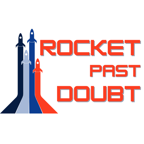 Rocket Past Doubt logo: Three rockets launching upward, with text "Rocket Past Doubt" in bold red.