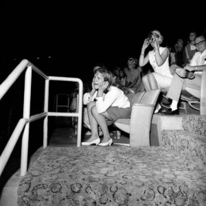 Fans react during The Beatles’ 1964 concert at the Las Vegas Convention Center.